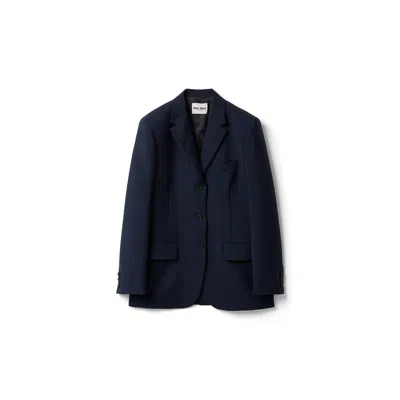 Miu Miu Single-breasted Kid Mohair Jacket In Black
