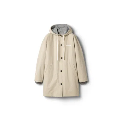 Miu Miu Single-breasted Panama Cotton And Fleece Caban Jacket In Sand Beige