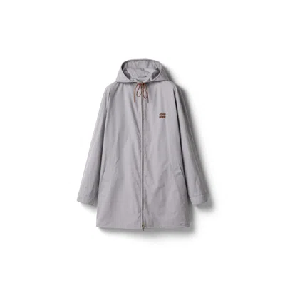 Miu Miu Single-breasted Panama Cotton Caban Jacket In Gray