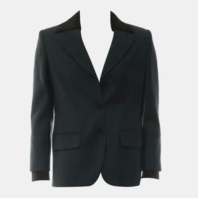 Pre-owned Miu Miu Single-breasted Pinstripe Jacket It 40 In Gray