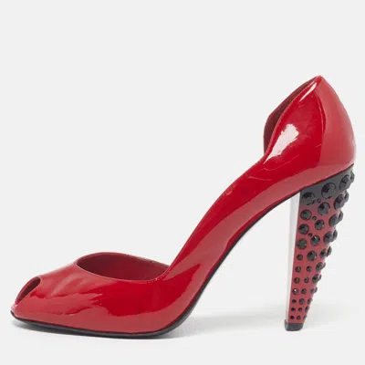 Pre-owned Miu Miu Size 38 Red Patent Leather D'orsay Pumps