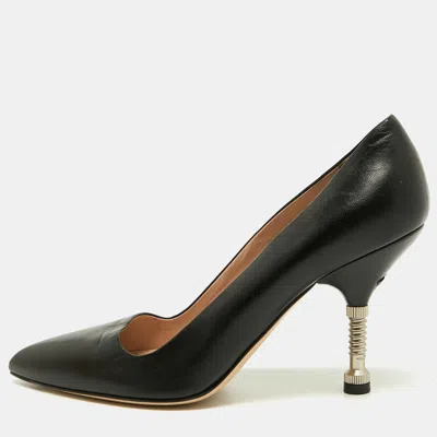 Pre-owned Miu Miu Size 39 Black Leather Pointed Toe Pumps