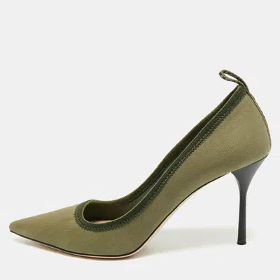 Pre-owned Miu Miu Size 39 Green Fabric Pointed Toe Pumps