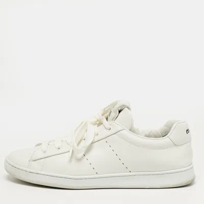 Pre-owned Miu Miu Size 42 White Leather Low Top Sneakers