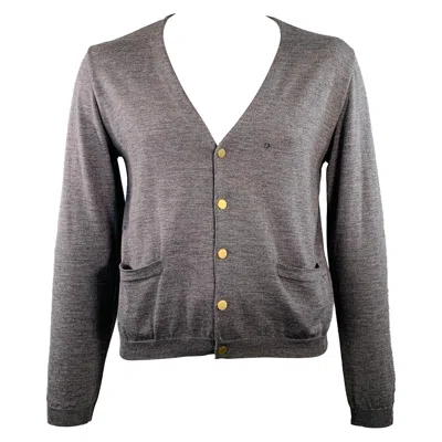 Pre-owned Miu Miu Size L Grey Wool Two Pockets Button Down Cardigan In Gray