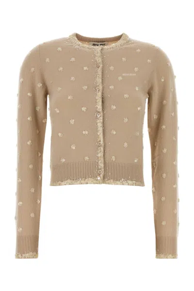 Miu Miu Skin Cashmere Cardigan In Pink