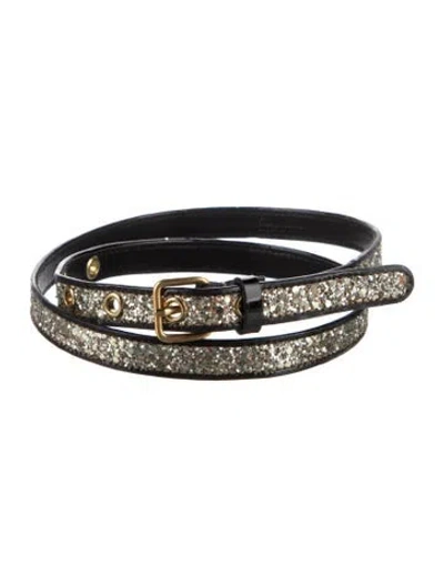 Pre-owned Miu Miu Skinny Leather Belt In Black