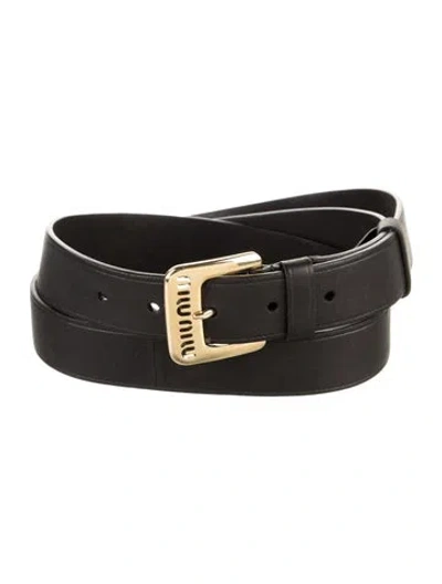 Pre-owned Miu Miu Skinny Leather Belt In Black