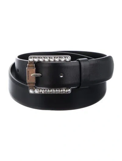 Pre-owned Miu Miu Skinny Leather Belt In Black