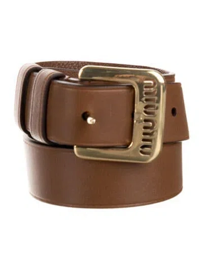 Pre-owned Miu Miu Skinny Leather Belt In Brown