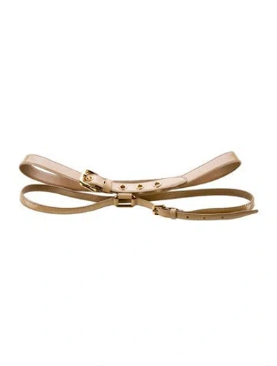 Pre-owned Miu Miu Skinny Leather Waist Belt In Neutral