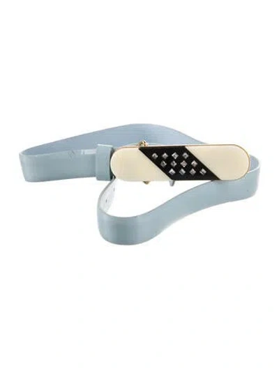 Pre-owned Miu Miu Skinny Patent Leather Belt In Blue
