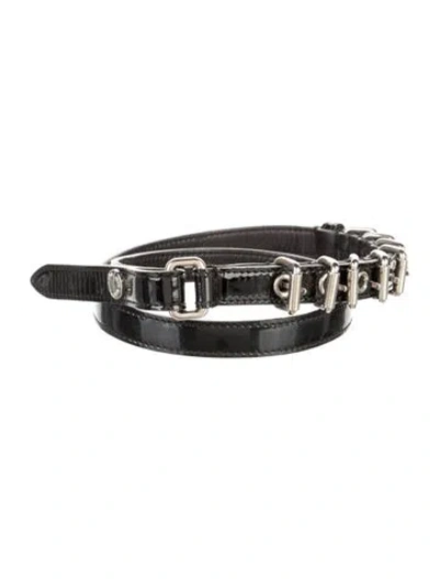 Pre-owned Miu Miu Skinny Patent Leather Waist Belt In Black