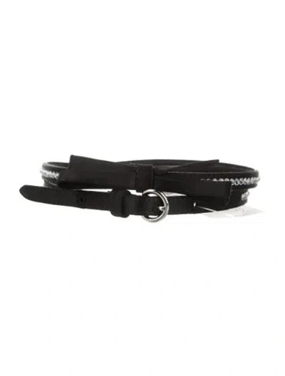 Pre-owned Miu Miu Skinny Satin Belt In Black