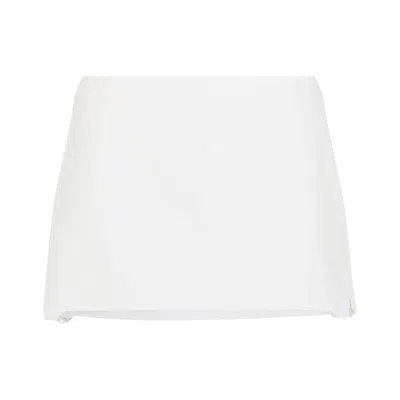Miu Miu Linen-cotton Blend Skirt With Embroidered Hem Detail In White