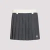 Miu Miu Womens Ardesia Contrast-waist Pleated Grisaglia Wool Mini Skirt In Ardesia
