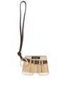 Miu Miu Grey Beige Trick Shorts Key Charm In Corda