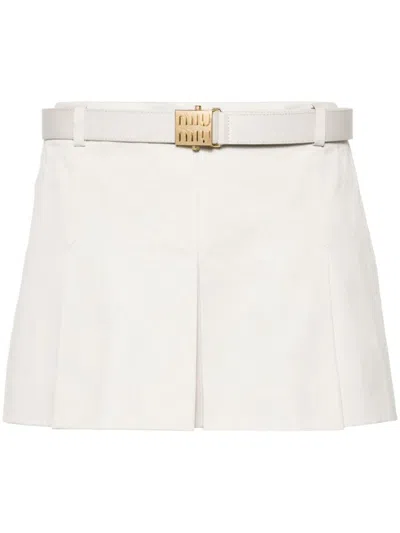 Miu Miu Minirock Mit Falten In Beige