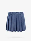 Miu Miu Lightweight Denim Pleated Mini Skirt In Blue