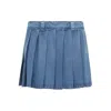 Miu Miu Lightweight Denim Pleated Mini Skirt In Blue