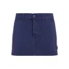 Miu Miu Embroidered Logo Mini Skirt In Blue