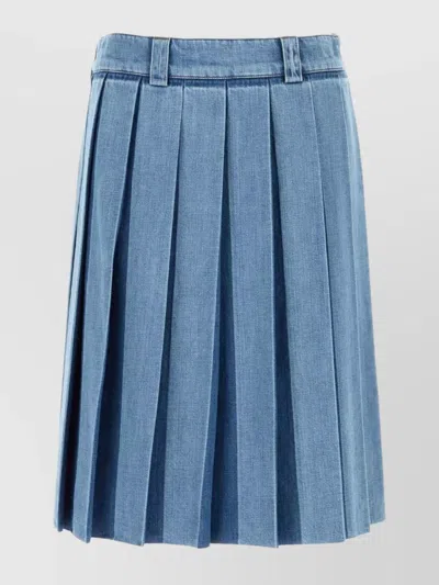 Miu Miu Skirt Denim With Belt Loops And Pleated Design