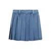 Miu Miu Lightweight Denim Pleated Mini Skirt In Navy
