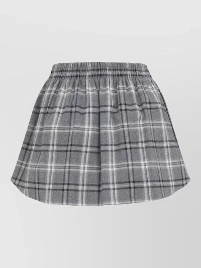 Miu Miu Skirt Plaid Pattern Button Detail Design In Gray
