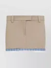 Miu Miu Skirt With Back Slit Pockets And Plaid Trim In Neutrals