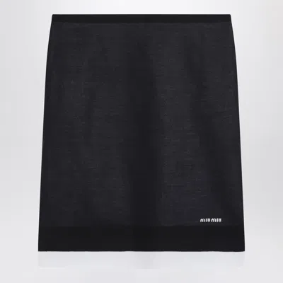MIU MIU MIU MIU SKIRT WITH DOUBLE LAYER BLUE/WHITE WOMEN