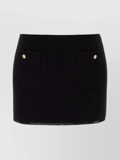 Miu Miu Skirt With Front Pockets And Textured Fabric In Black