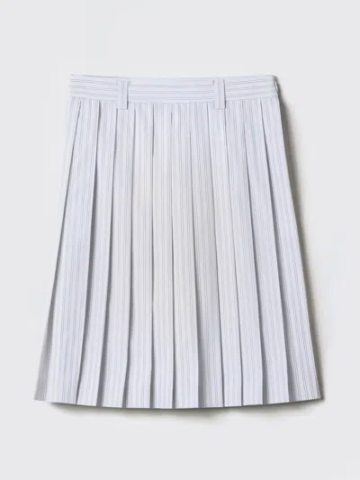 Miu Miu High Waist Pleated Skirt Knee Length Belt Loops In Gray