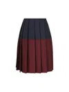 Miu Miu Block Pattern High Waist Knee-length Pleated Skirt In Multi