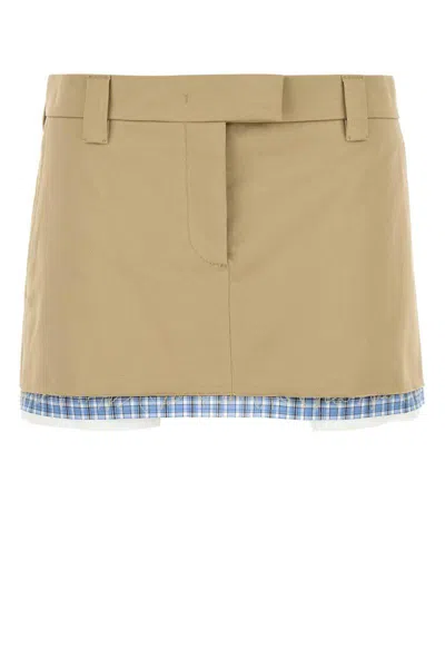 Miu Miu Beige Cotton Mini Skirt