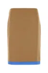 Miu Miu Camel Skirt With Back Slit And Contrasting Hem