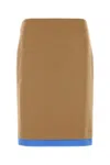 Miu Miu Camel Skirt With Back Slit And Contrasting Hem