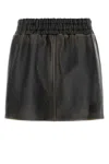 Miu Miu Women's Dark Nappa Leather Mini Skirt