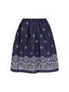 Miu Miu Floral Bordered Gathered Skirt In Blue