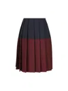 Miu Miu Block Pattern High Waist Knee-length Pleated Skirt In Multi