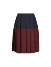 Miu Miu Block Pattern High Waist Knee-length Pleated Skirt In Multi