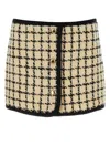 Miu Miu Embroidered Wool Blend Mini Skirt In Avorionero