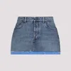 Miu Miu Denim And Poplin Miniskirt In Azzurro
