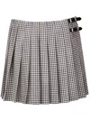 Miu Miu Embroidered Vichy Mini Skirt In Bianco+bordeaux