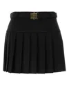 Miu Miu Black Stretch Wool Mini Skirt In Black