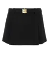 Miu Miu Grain De Poudre Mini Skirt With 3-d Belt In Black