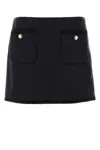 Miu Miu Midnight Blue Wool Mini Skirt In Black