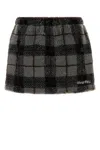 Miu Miu Embroidered Teddy Fabric Mini Skirt In Black