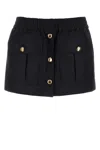 Miu Miu Mini Skirt With Elastic Waistband And Pockets In Black