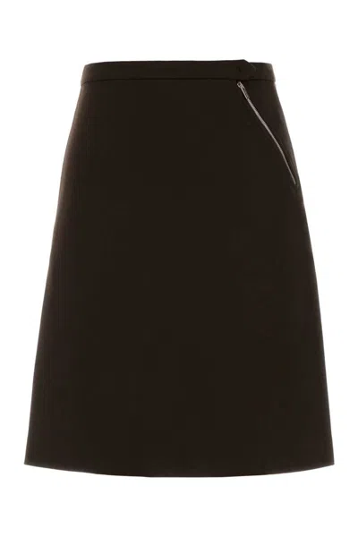 Miu Miu Brown Stretch Viscose Blend Skirt In Blue