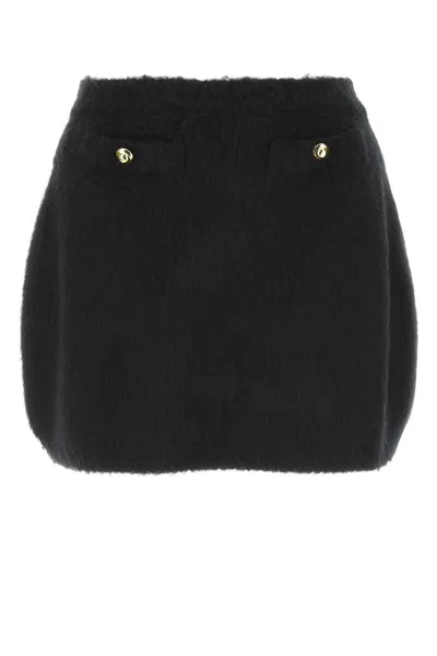 Miu Miu Stretch Wool Blend Mini Skirt In Black